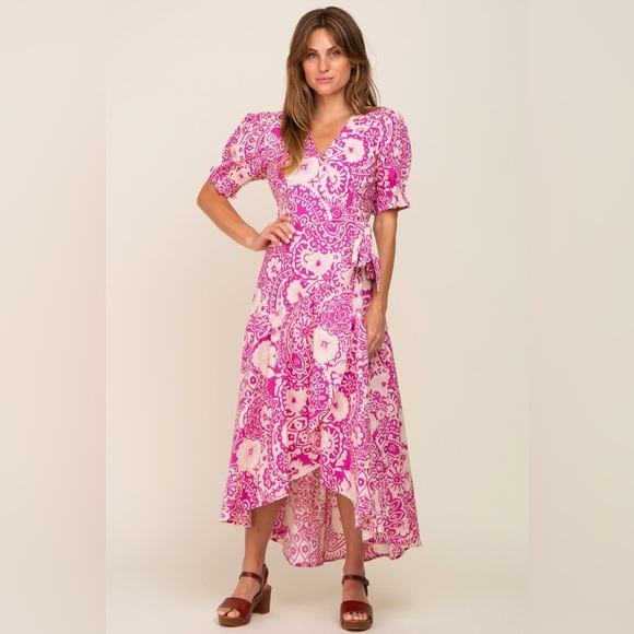 Umgee Dresses & Skirts - Umgee NWT highlow floral tiered wrap midi dress romantic feminine boho Datenight